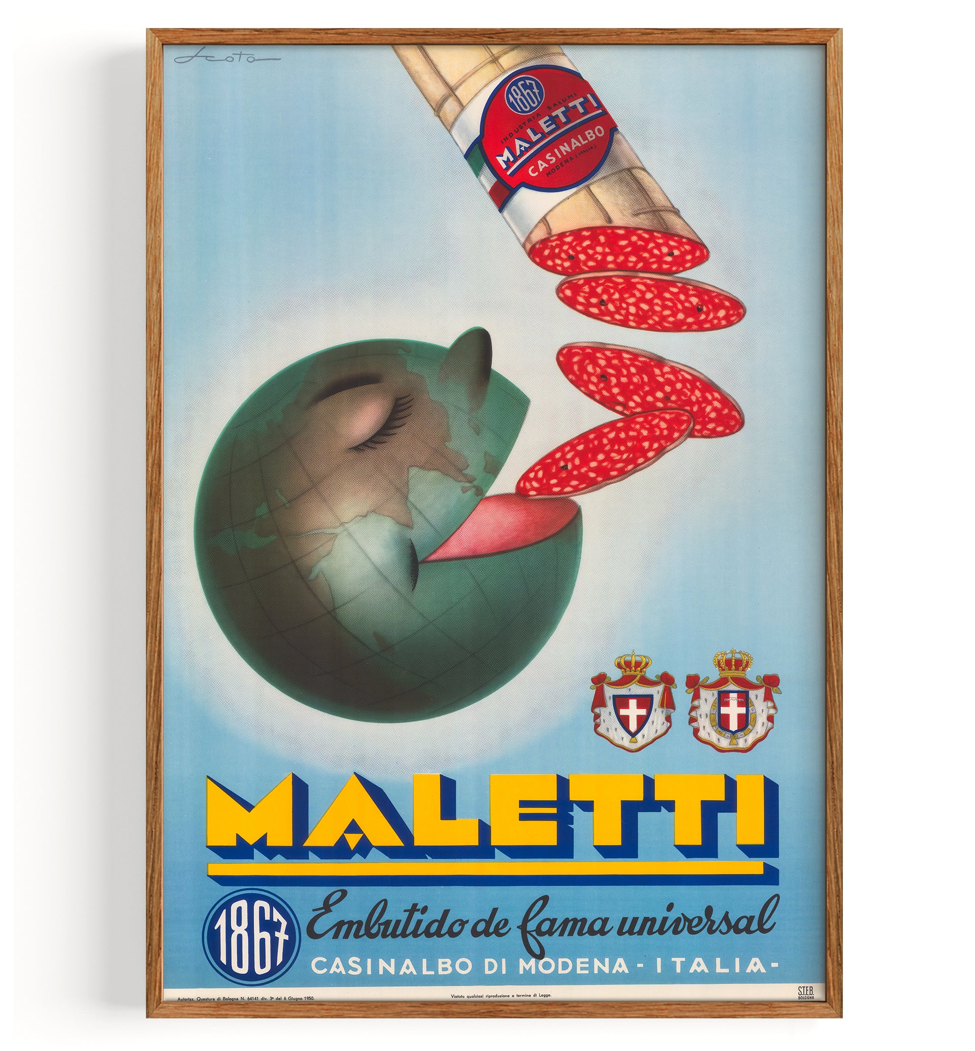 World Famous Salami Poster (1950) by Maletti Fine Art Print, Art