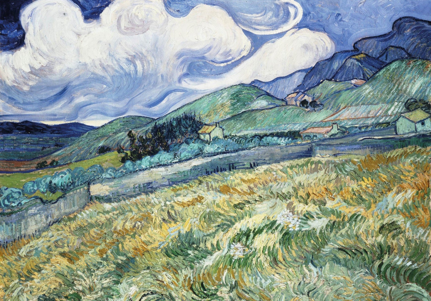 Wheat field with mountains in the background (1889)