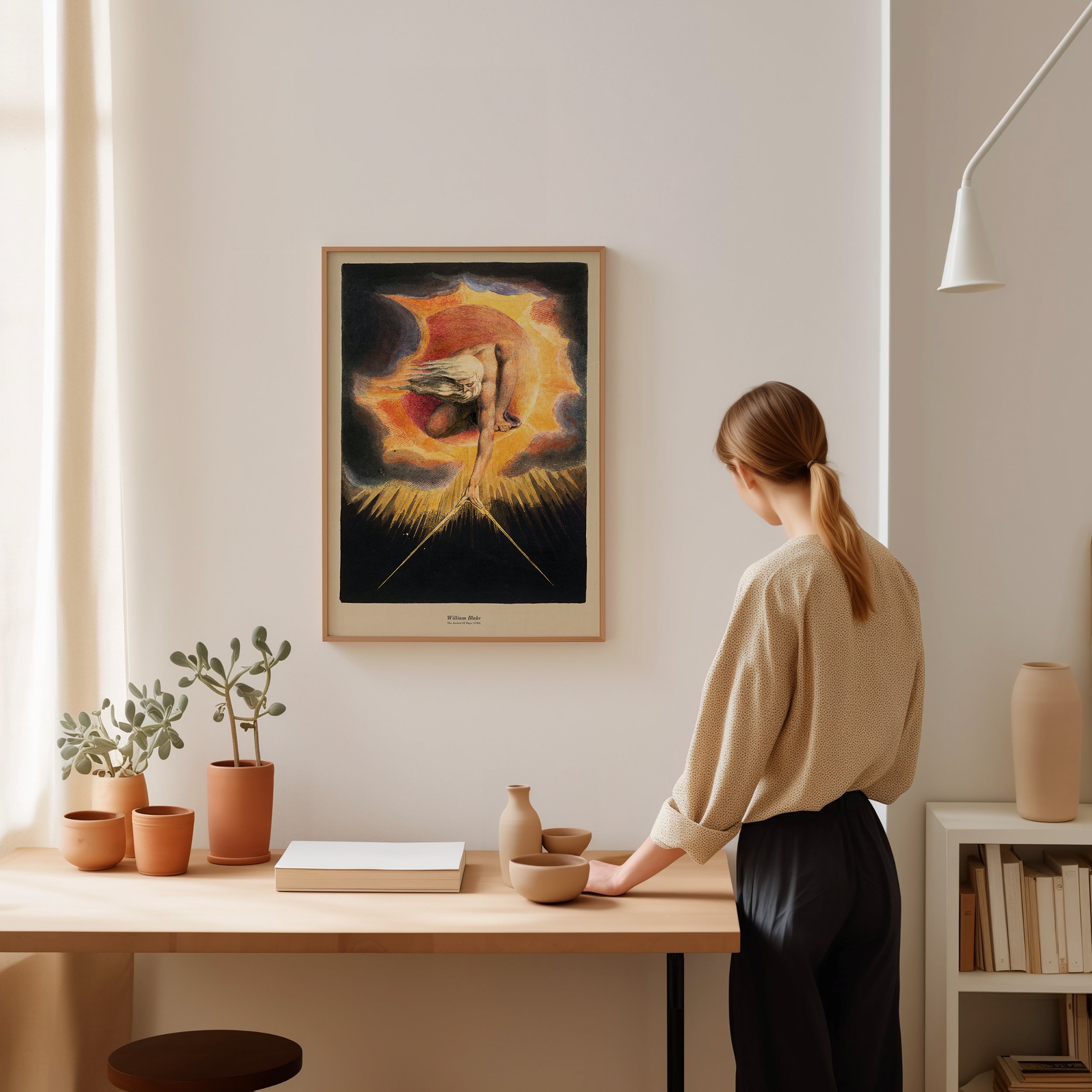 Tableau Toile 'The Ancient Of Days' William Blake - 60x90cm, Impression UV, Décoration Murale Vintage - Sans Cadre