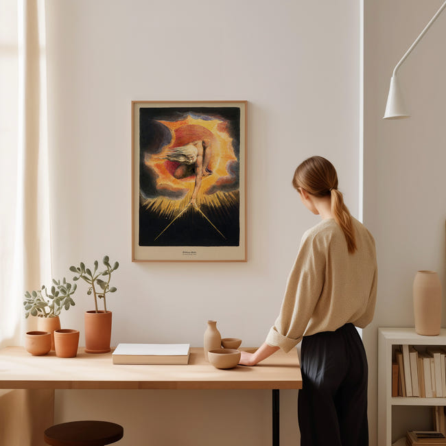 Tableau Toile 'The Ancient Of Days' William Blake - 60x90cm, Impression UV, Décoration Murale Vintage - Sans Cadre - 1