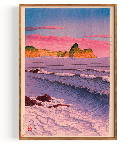 Waves at Sunset (1933) by Hasui Kawase Fine Art Print, Art
