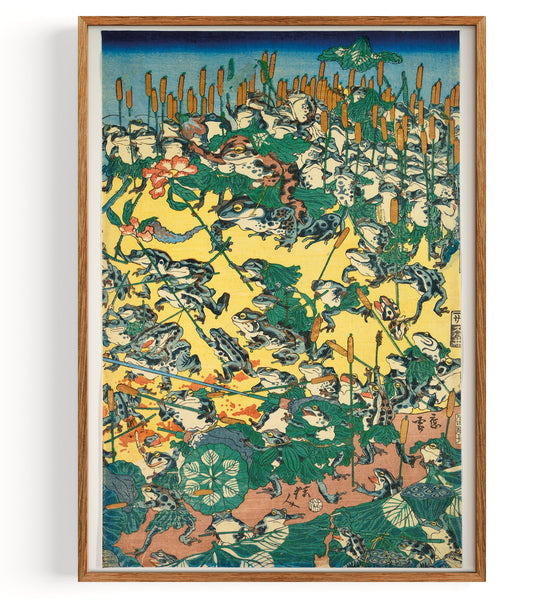 Battle Of Frogs (1864) by Kawanabe Kyosai Fine Art Print, Art