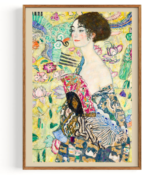 Lady with a Fan (1917) by Gustav Klimt Fine Art Print, Art Print