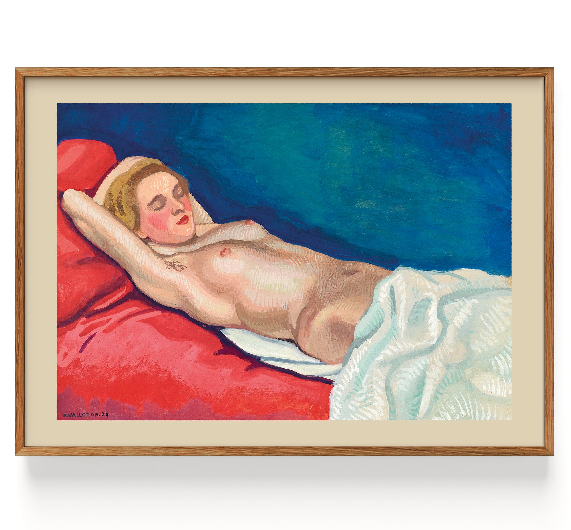 Femme nue couchée sur un canapé rouge (1923)