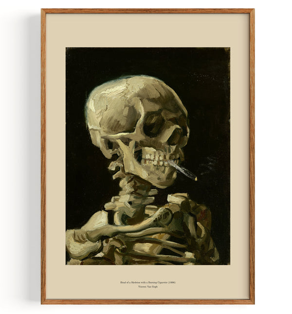 Tête de squelette avec une cigarette allumée (1886)