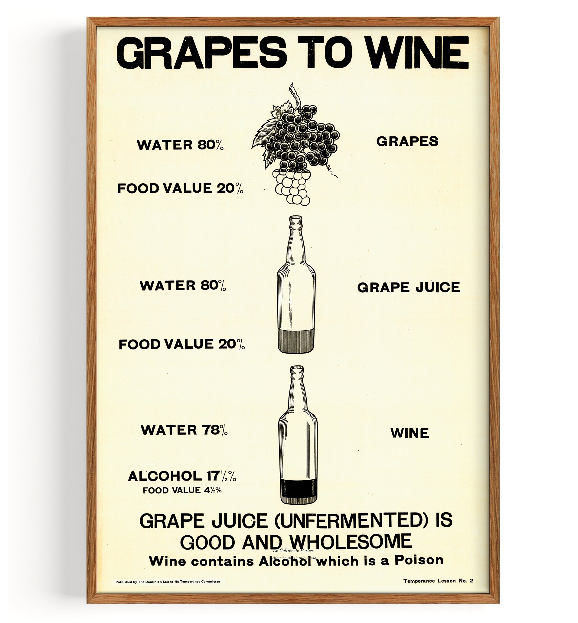 Grapes To Wine, Temperance Poster Promoting The Prohibition Of Alcohol (19Xx)