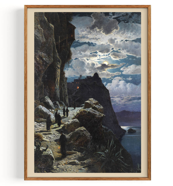 Procession des moines au monastère de montagne de l'Athos (1905)