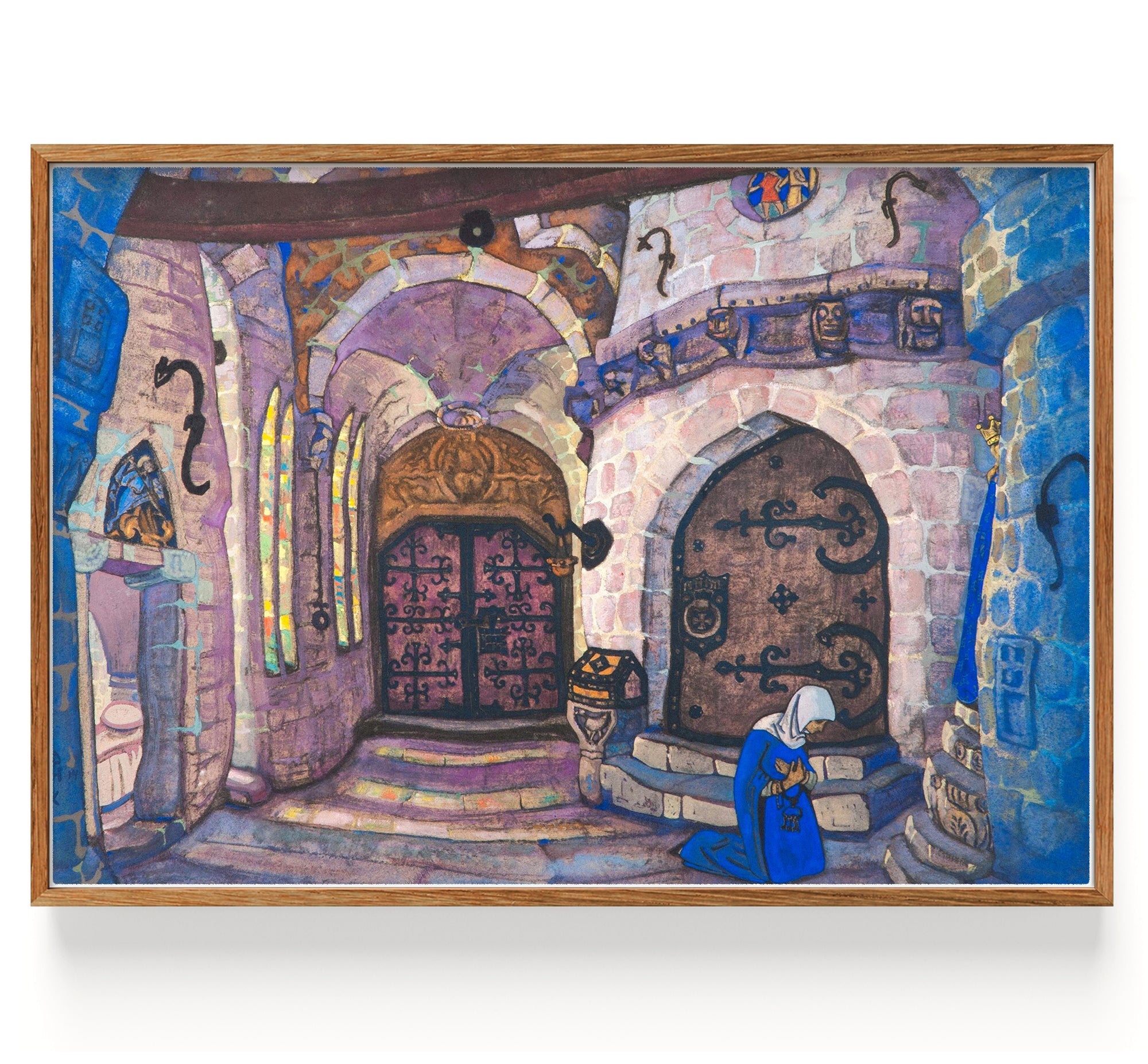 Dans le décor du couvent pour la production de l'opéra Sœur Béatrice d'Alexei Davidov (1914)